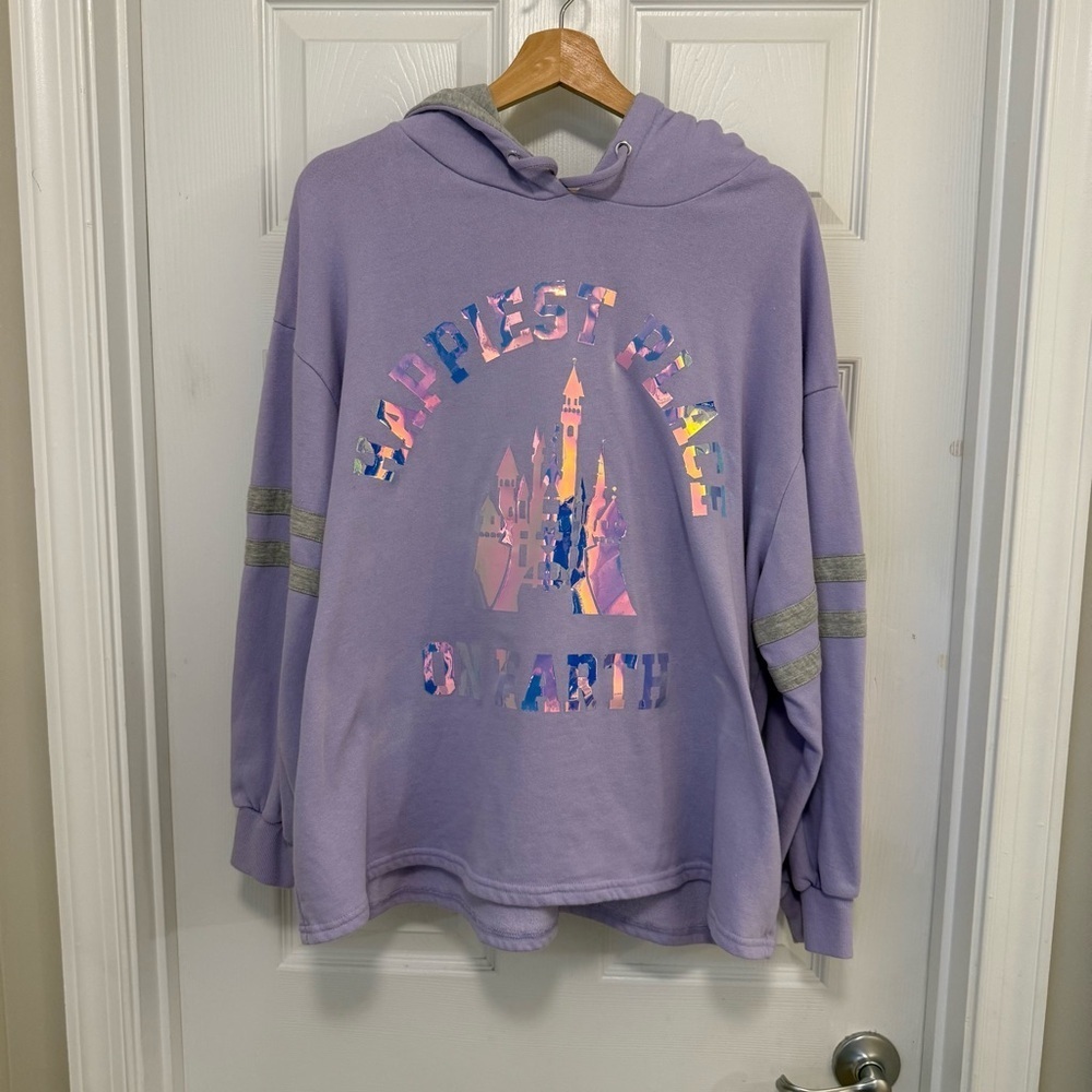 NWOT Disney Parks ‘Happiest Place On Earth’ Iridescent Hoodie
